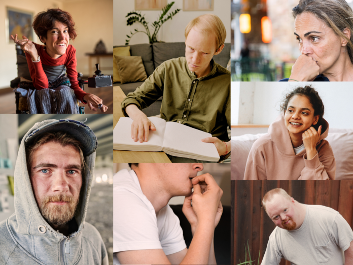 Collage af billeder af mennesker, der afspejler målgrupperne i Center for Længerevarende Boformer i Socialforvaltningen