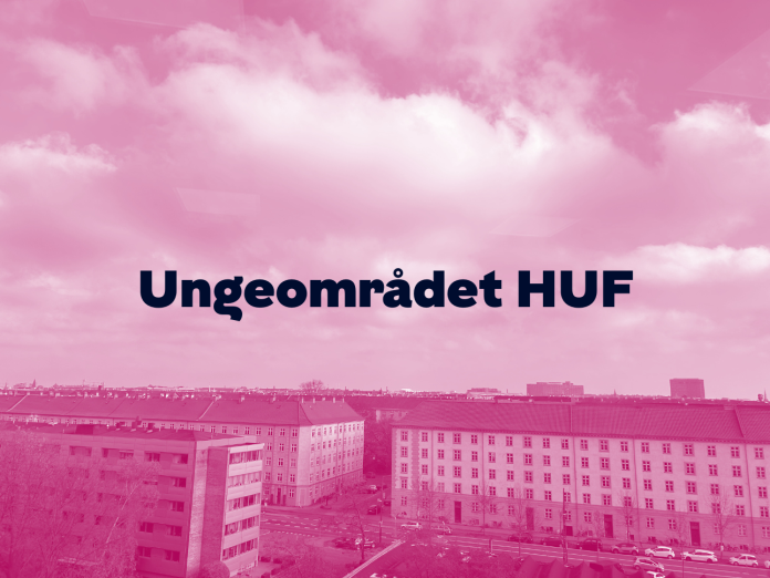 Et billede af udsigten fra telehuset med teksten: Ungeområdet HUF