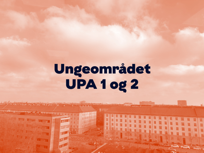 Et billede af udsigten fra Telehuset med teksten: Ungeområdet UPA 1 og 2