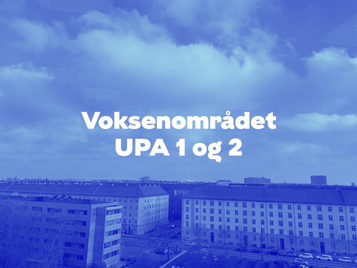 Billede af udsigten fra Telehuset med teksten: Voksenområdet UPA 1 og 2