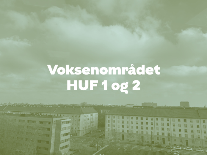 Et billede af udsigten fra Telehuset med teksten: Voksenområdet HUF 1 og 2